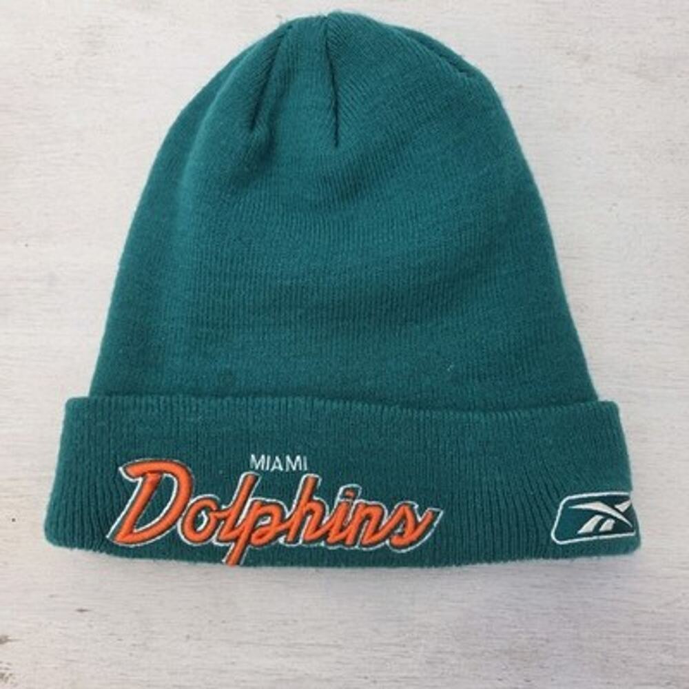 Miami Dolphins Reebok NFL On Field Knit Beanie Winter Hat One Size Teal Cuffed
